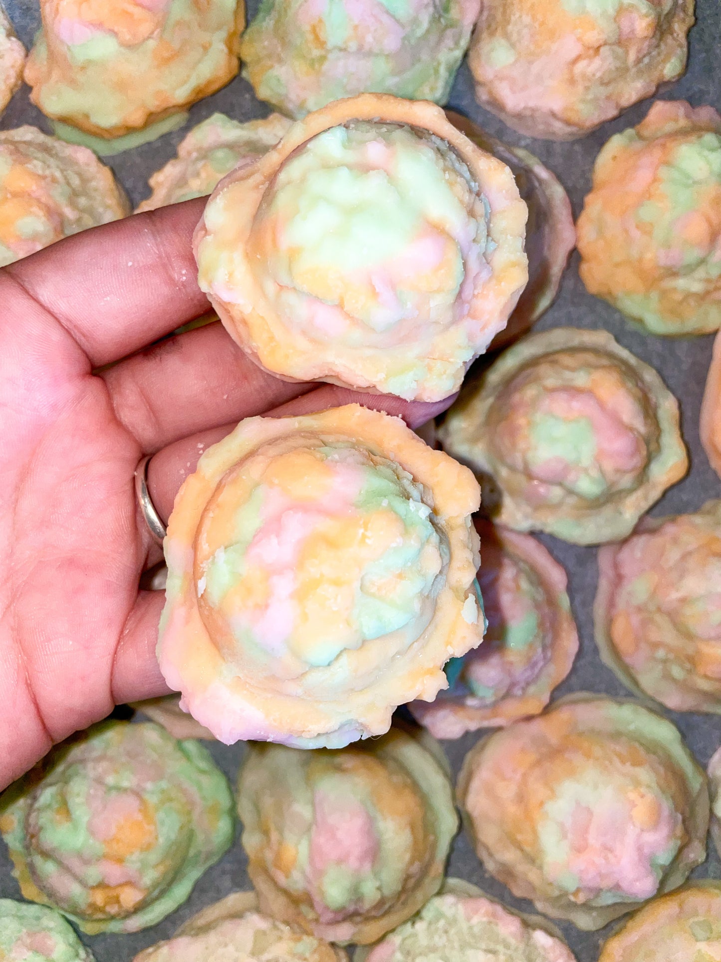 Rainbow sherbet scoops