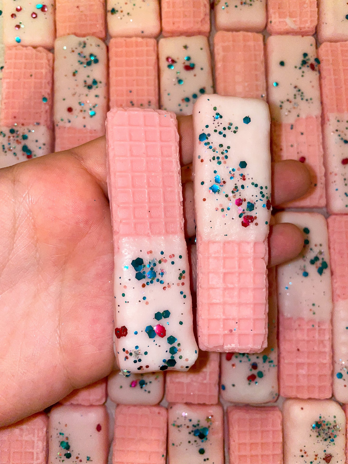 Raspberry cotton candy wafers